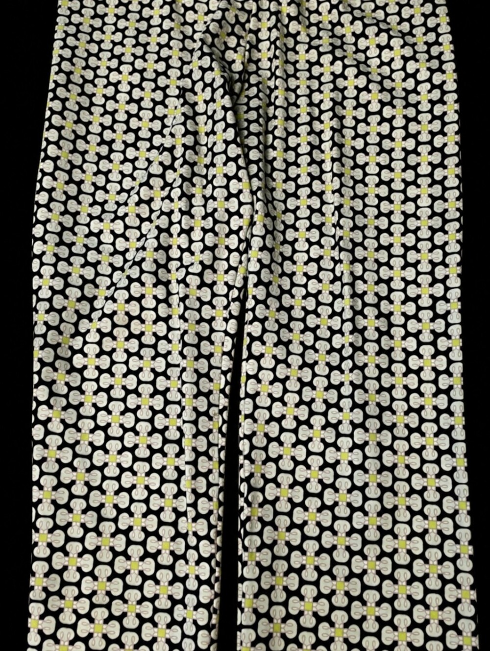 Geometric Print Straight-Leg Pants in Navy, White & Yellow